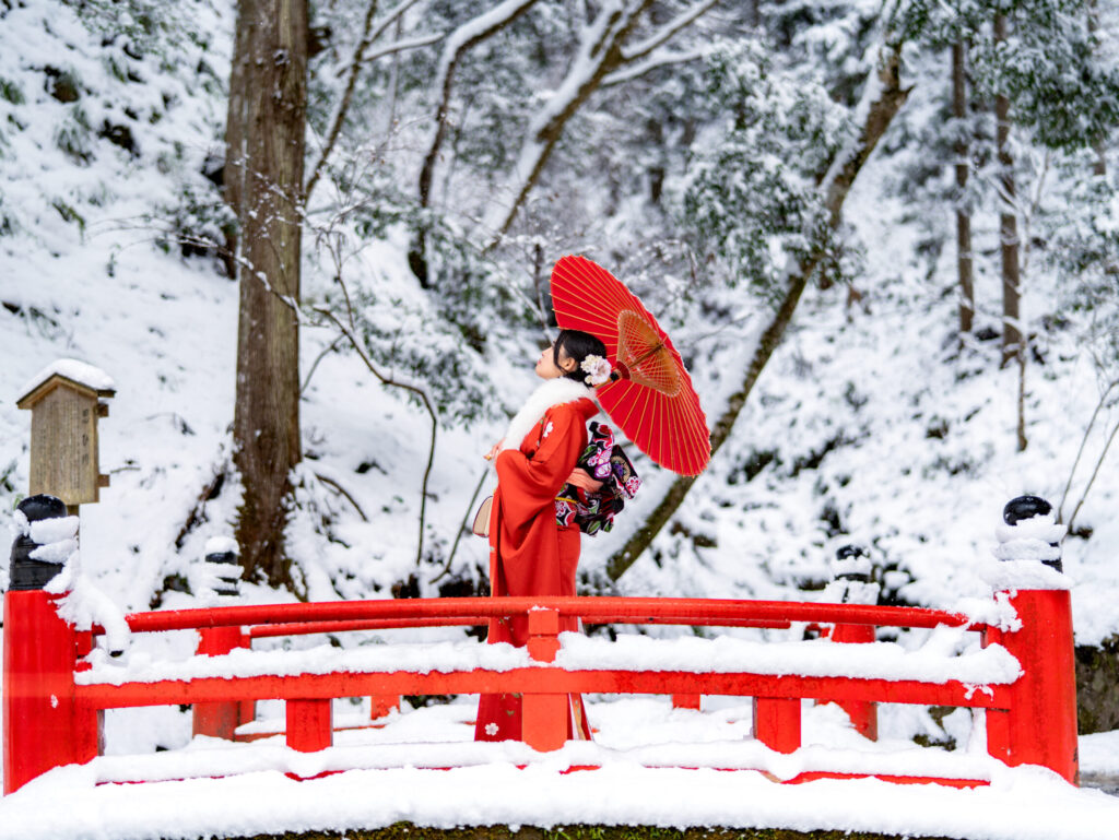 振袖 雪景色