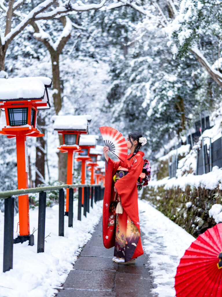 振袖 雪景色