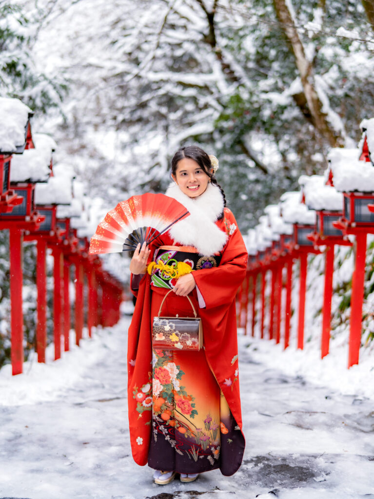 振袖 雪景色