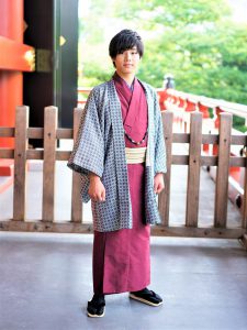 男性和服の格好良い着姿 浅草着物レンタル 愛和服